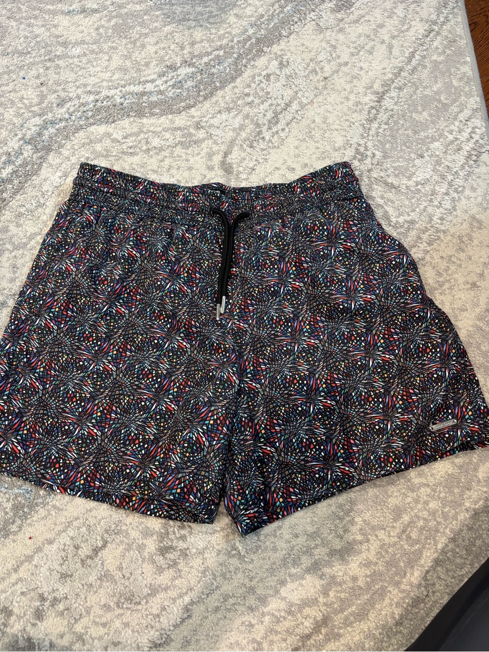 Jared Lang Multicolor Mosaic Swim Shorts with Black Liner
